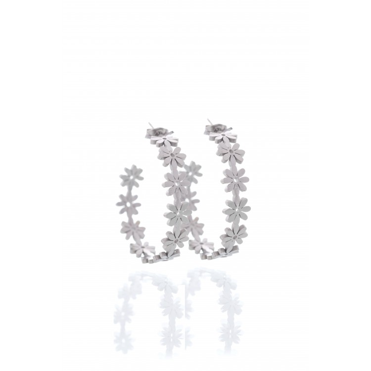 Prosperk Ocelové náušnice kruhy z květin S1361