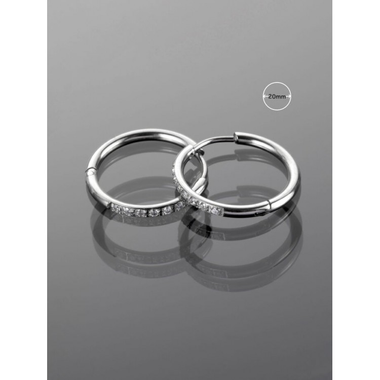 Prosperk Náušnice kroužky s kamínky z oceli S1379