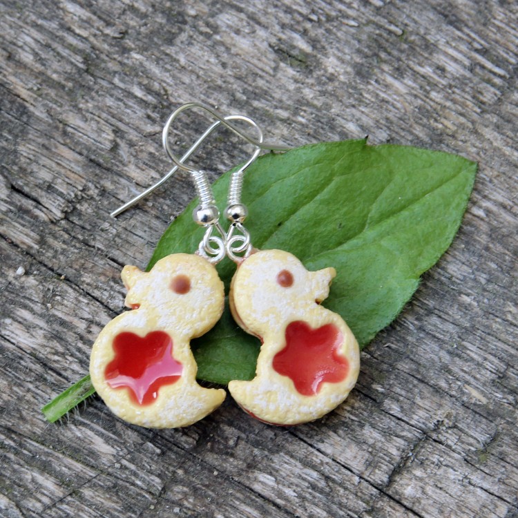 CircusMind Visací náušnice linecké kačenky s marmeládou S1391