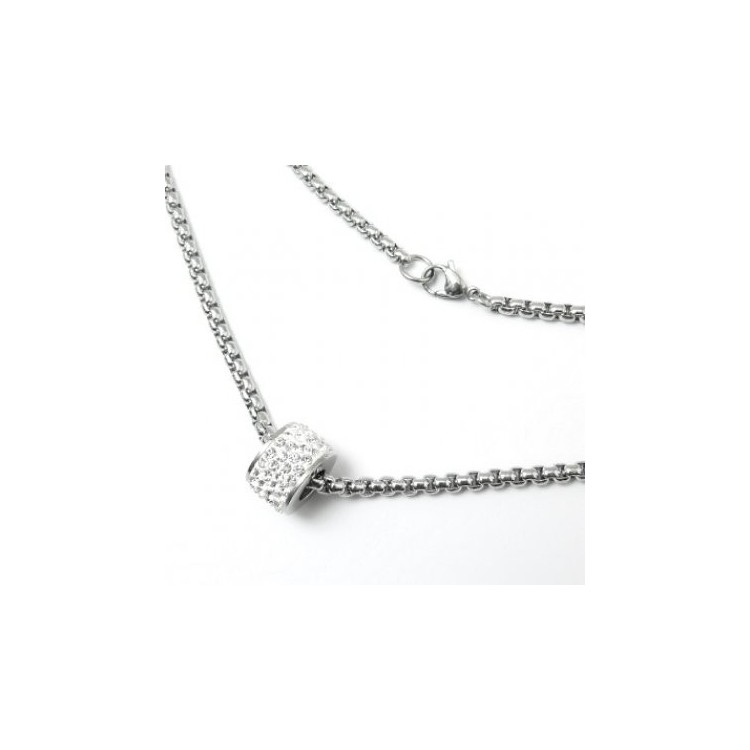 Prosperk Řetízek ocelový s přívěskem - korálek s krystalky S1402