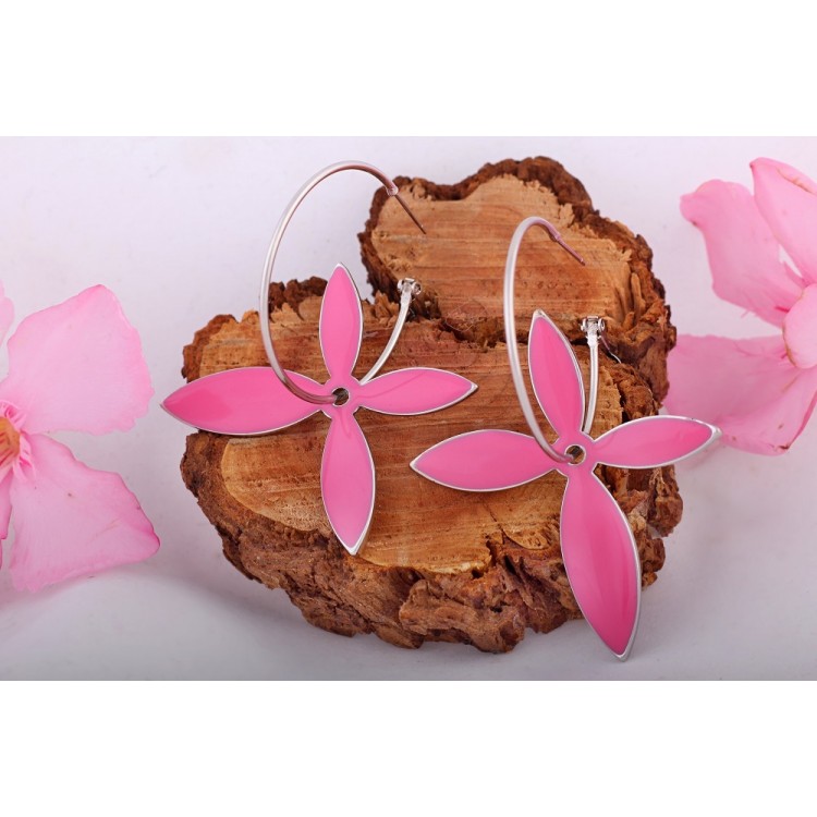 Prosperk Náušnice růžové květy S1425