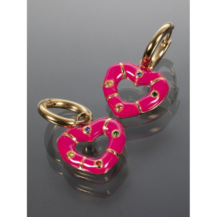 Prosperk Náušnice srdíčka růžová S1440