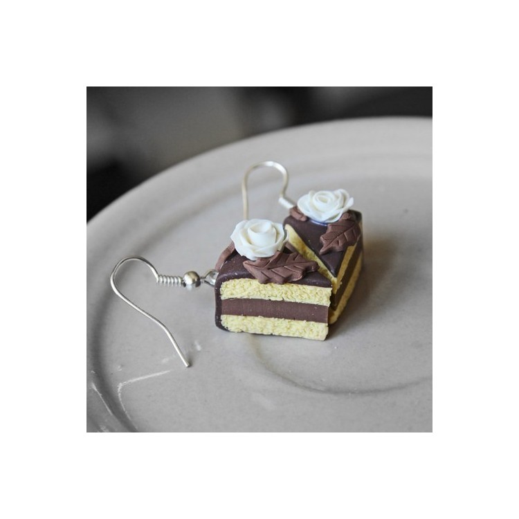 CircusMind Sladké náušnice Fimo - čokoládové dorty S1513