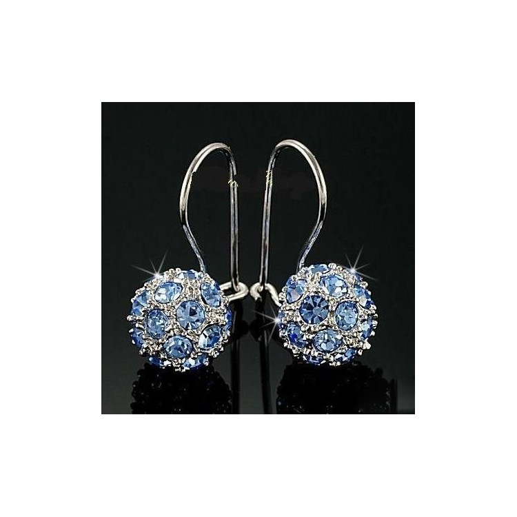 Prosperk Náušnice kuličky s krystalky Swarovski modré S1557