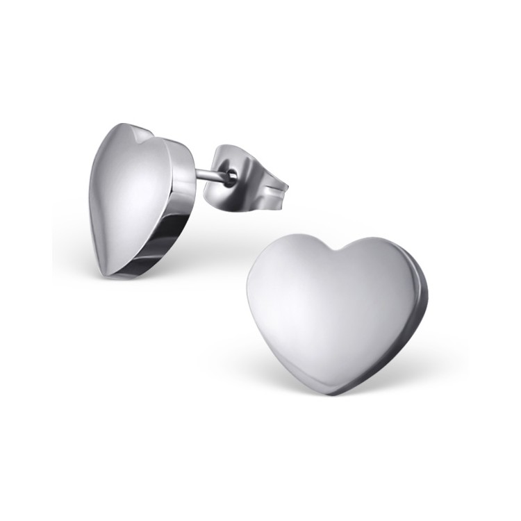Prosperk Náušnice ocelové pecky srdíčka hladké S1587