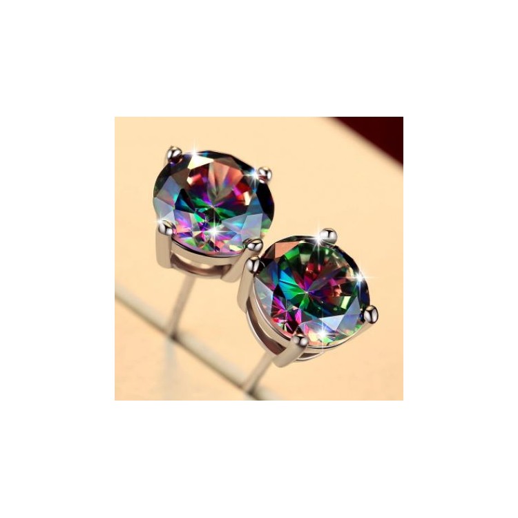 Prosperk Náušnice stříbrné pecky s duhovým krystalem S1604