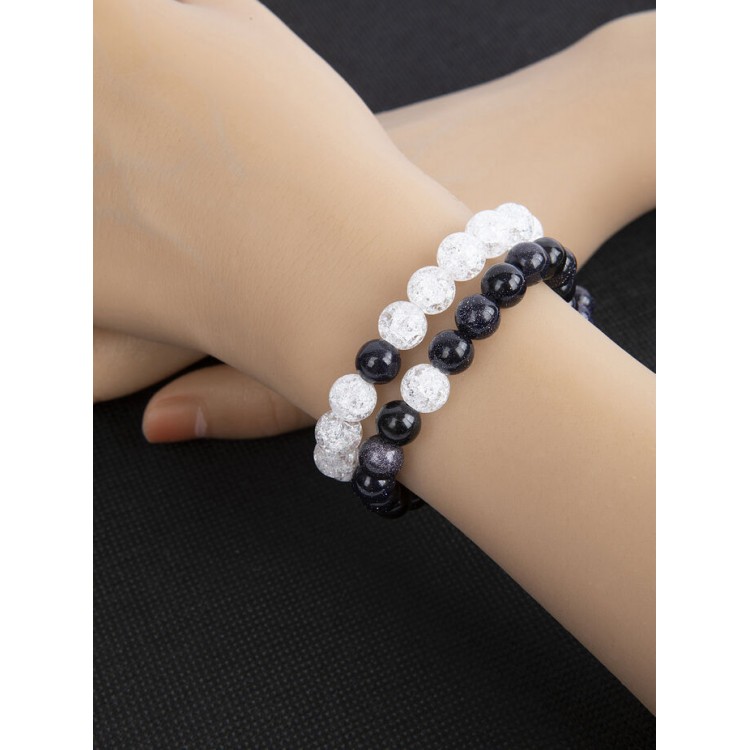 Prosperk Náramek z minerálů duo křišťál onyx S1718