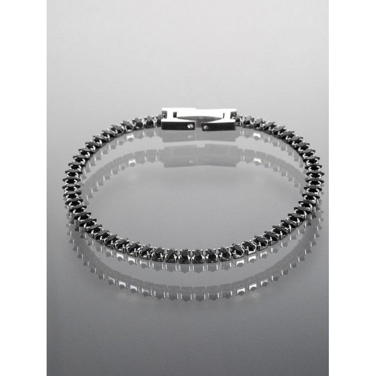 Prosperk Náramek z chirurgické oceli s krystalky v černé barvě S1746