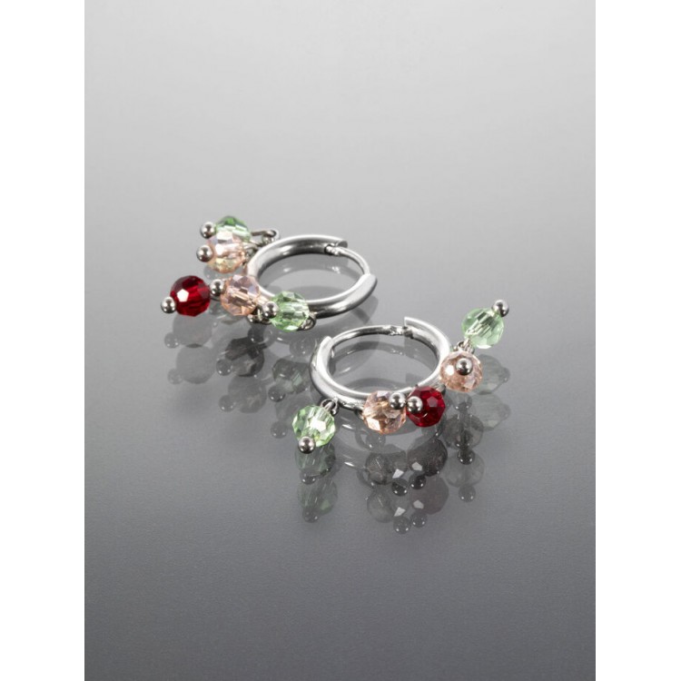 Prosperk Náušnice ocelové kroužky s korálky S1774