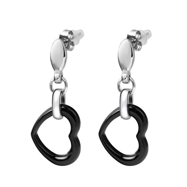 Prosperk Náušnice keramika s ocelí a krystalky S1824