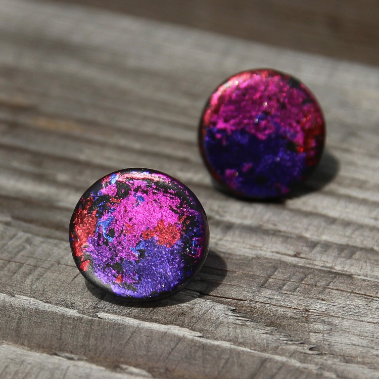 CircusMind Napichovací dámské náušnice růžové divoké DISCO pecky S1939