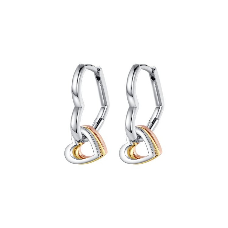 Prosperk Stříbrno-zlaté náušnice srdíčka S1977