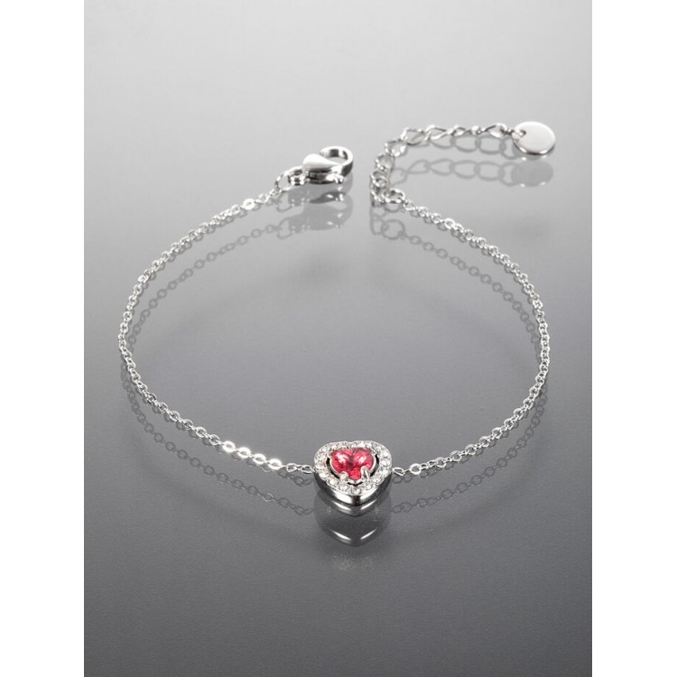 Prosperk Náramek z chirurgické oceli růžové srdce S2040