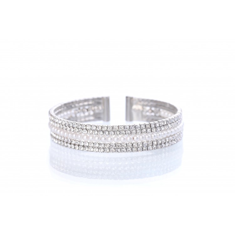 Prosperk Náramek s krystalky a perličkami S2083