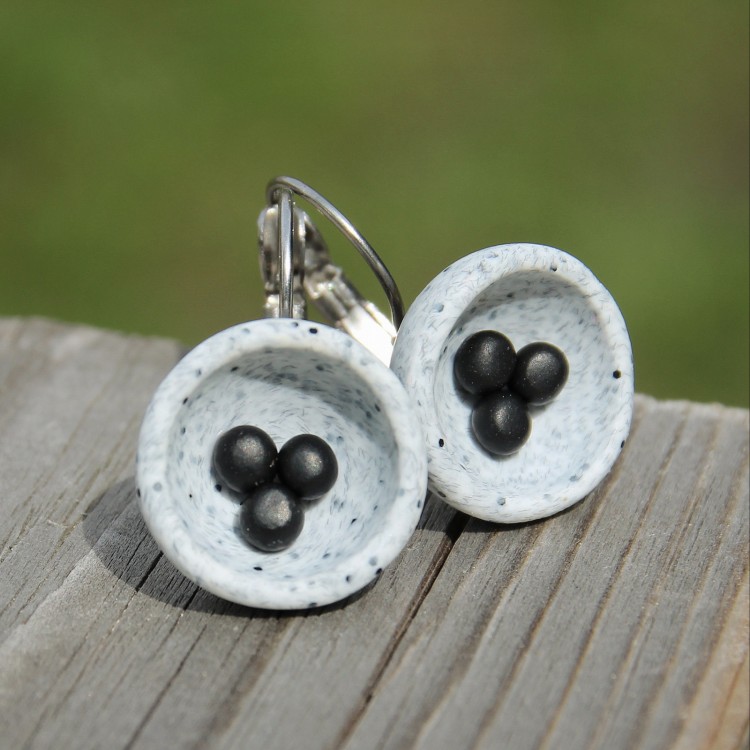 CircusMind Náušnice dámské šedé "Žulové" mističky (nerez.ocel) S2097