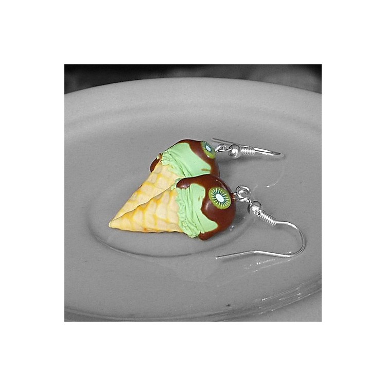 CircusMind Sladké náušnice Fimo - zmrzliny s čoko polevou S2132