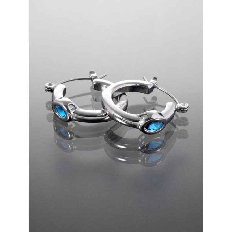 Prosperk Náušnice kroužky s modrým kamínkem S2196