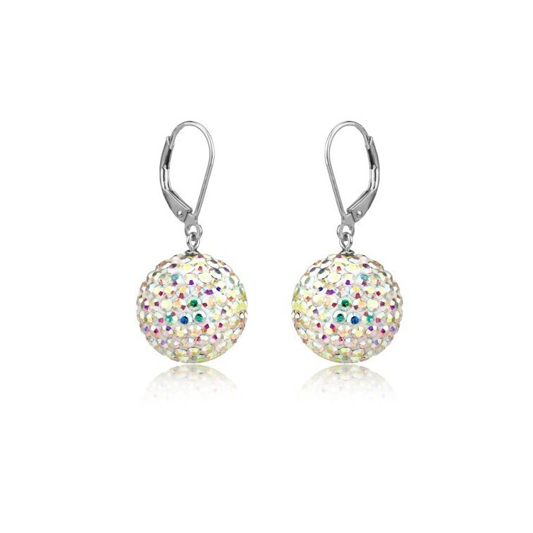 Prosperk Náušnice ocelové kuličky Swarovski duhové S2249