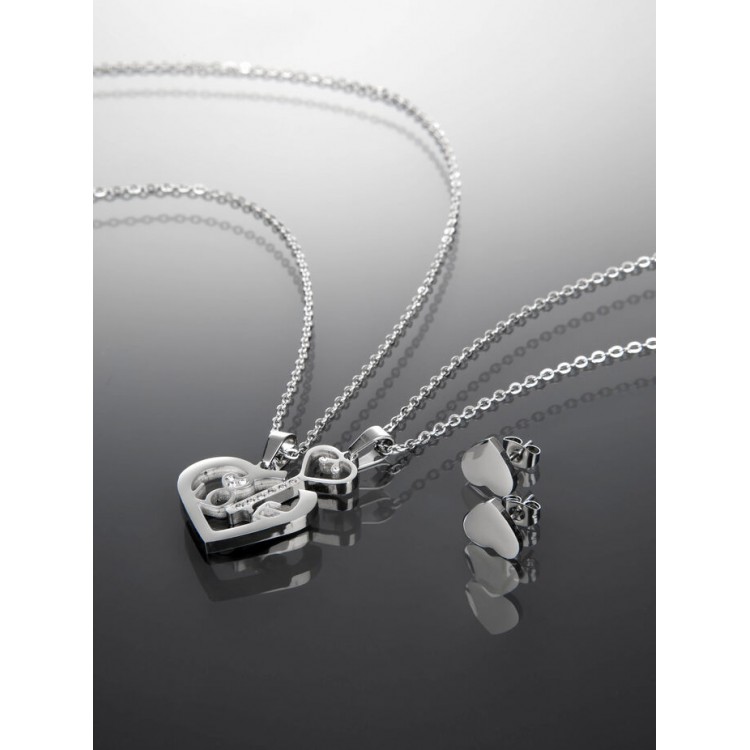 Prosperk Sada náušnice a náhrdelník srdíčko Love S2305