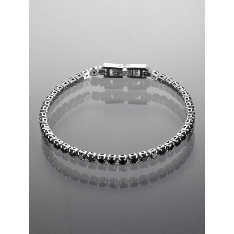 Prosperk Náramek z chirurgické oceli s krystalky v černé barvě S2320