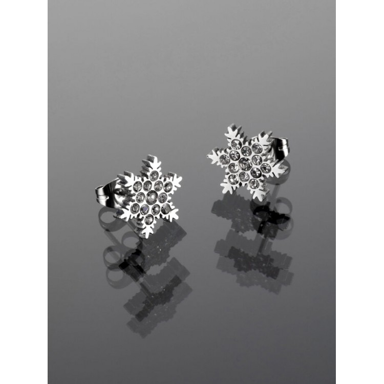 Prosperk Náušnice ocelové vločky s kamínky S2340