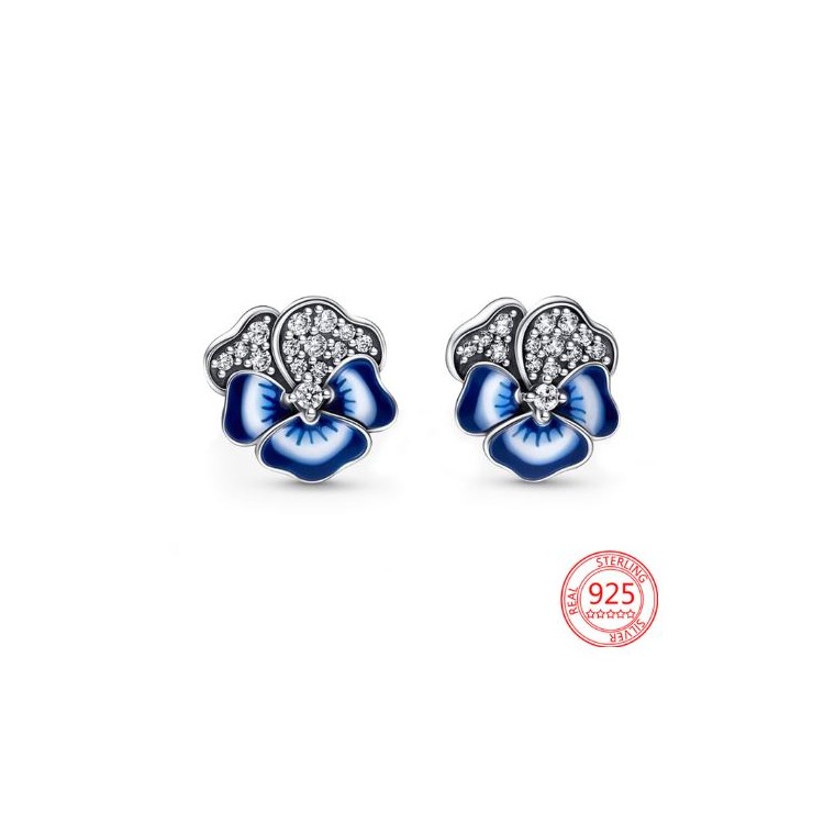 Prosperk Stříbrné náušnice modré macešky S2447