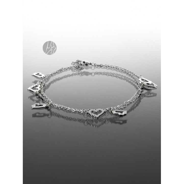 Prosperk Dvojitý řetízek na nohu se srdíčky ocelový S2463