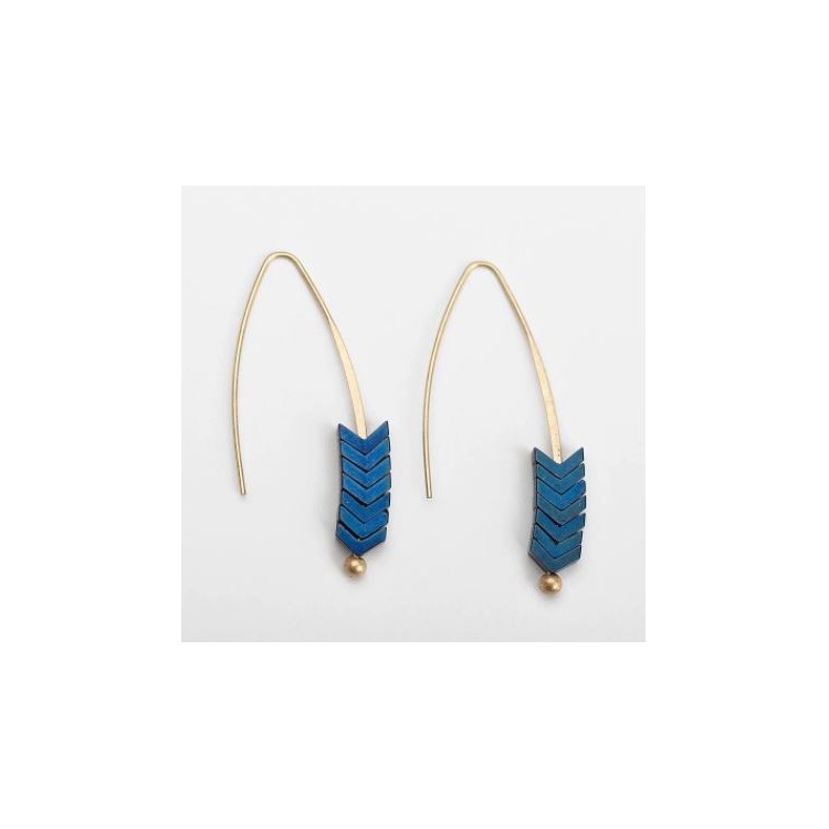 Prosperk Náušnice pozlacené navlékací modré S2499