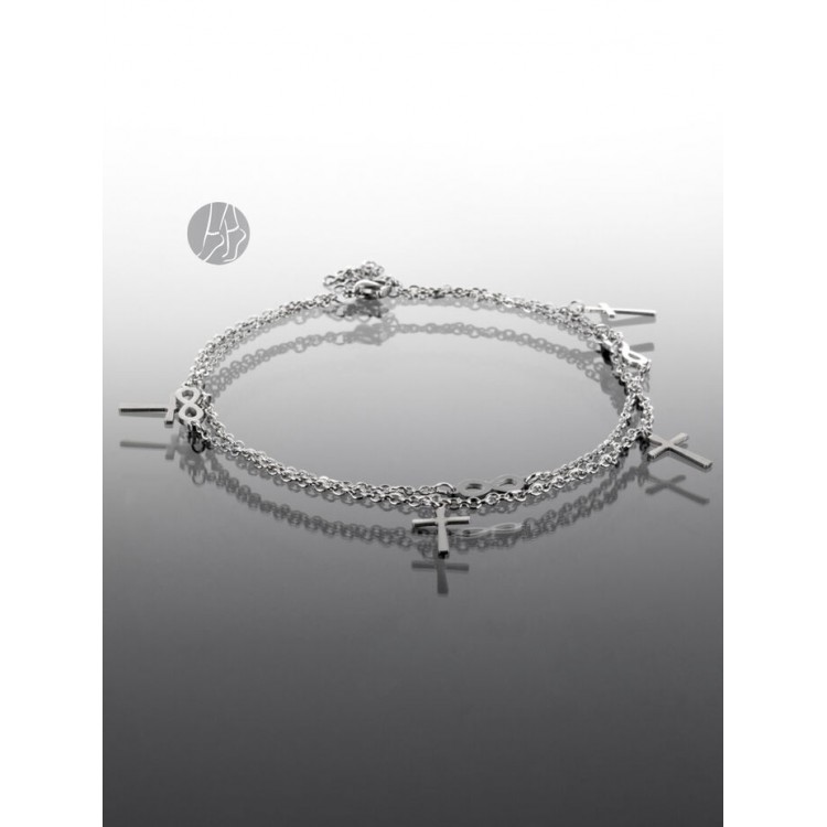 Prosperk Dvojitý řetízek na nohu s nekonečmen a křížkem ocelový S2556