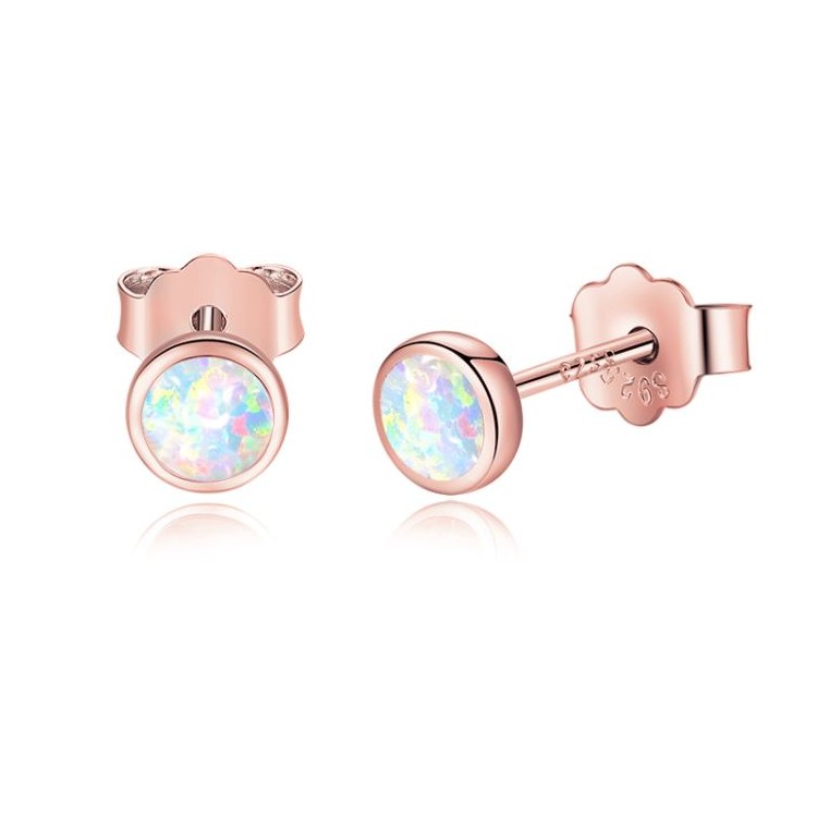 Prosperk Stříbrné náušnice pecičky Opál Rose gold S2578
