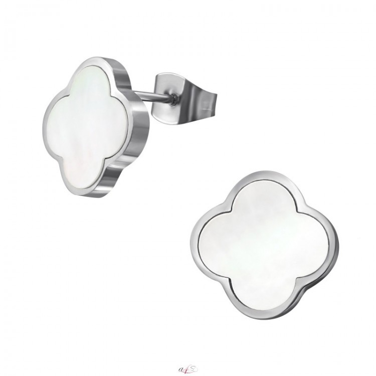 Prosperk Náušnice ocelové květy s perletí S2587