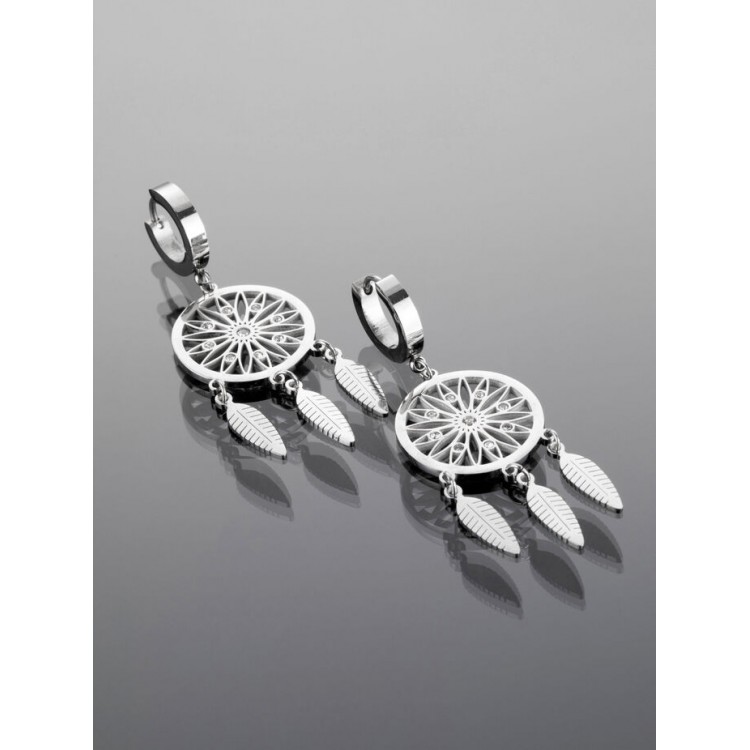 Prosperk Náušnice z oceli - lapače snů se zirkony S2609