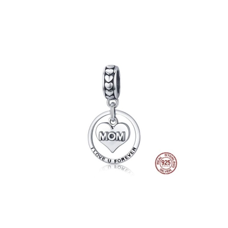 Prosperk Korálek stříbrný na náramek Mom I love forever S2625