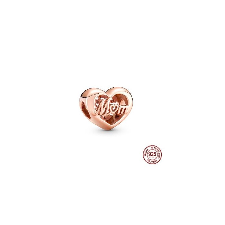 Prosperk Korálek na náramek srdíčko mom rose gold S2645