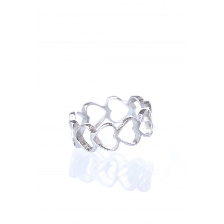 Prosperk Prsten ocelový ze srdíček stříbrný Velikost prstenů: 7 (EU: 54-56) 20055/7 -