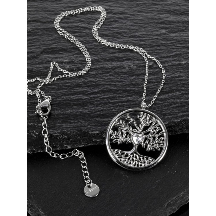 Prosperk Řetízek z chirurgické oceli strom života srdíčko S2699