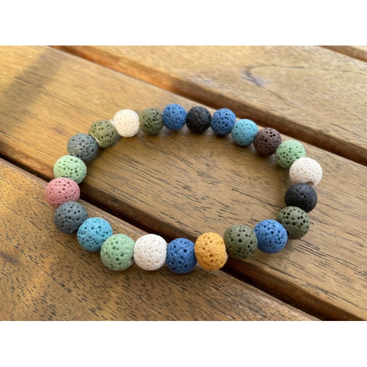 Prosperk Náramek z minerálů lávové korálky barvené S2756