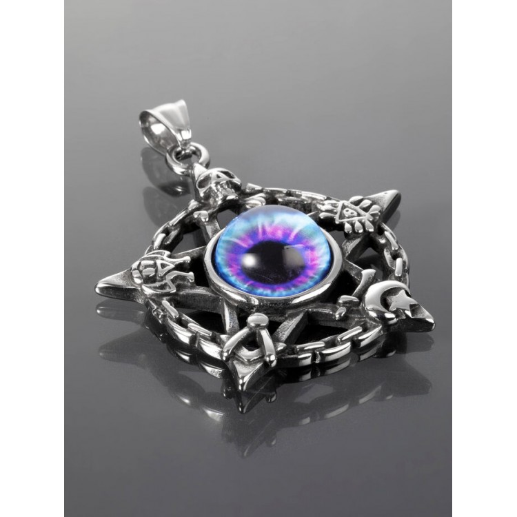 Prosperk Amulet z chirurgické oceli ve tvaru pentagramu s barevným okem S2764