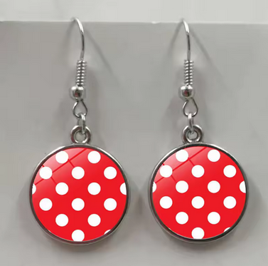 Prosperk Náušnice s puntíky - červené S2773