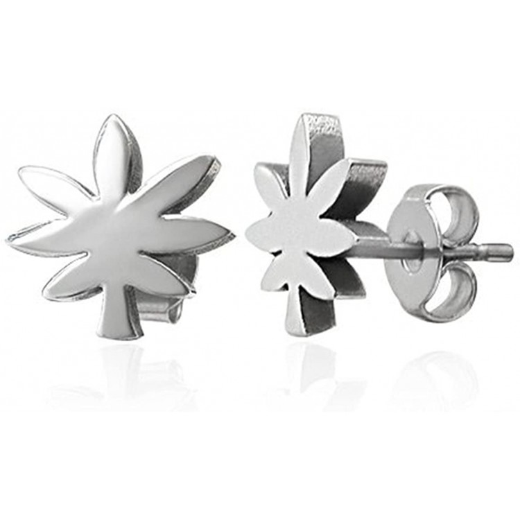 Prosperk Náušnice pecky ocelové konopné lístky S2814