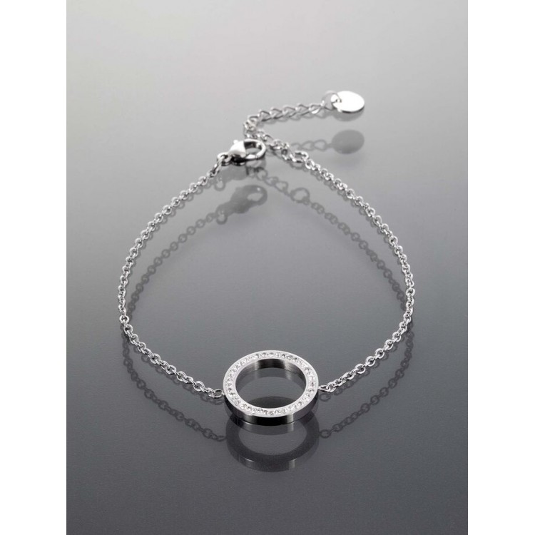 Prosperk Řetízkový náramek z chirurgické oceli s kolečkem a kamínky S2861