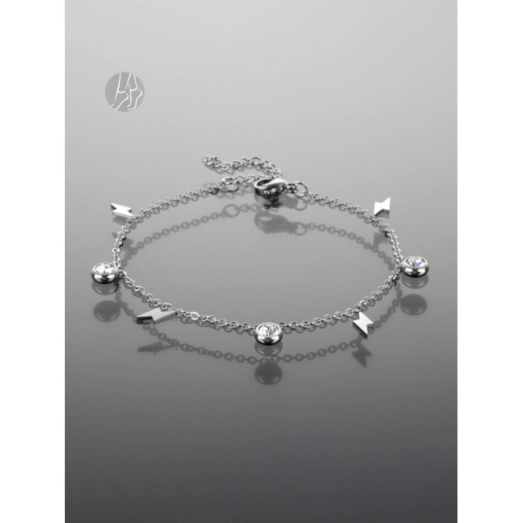 Prosperk Řetízek na nohu z chirurgické oceli s blesky a zirkony S2868