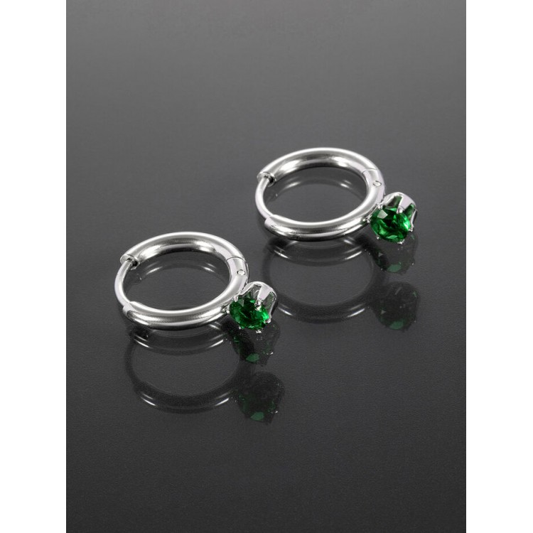 Prosperk Náušnice kroužky se zeleným zirkonem S2943