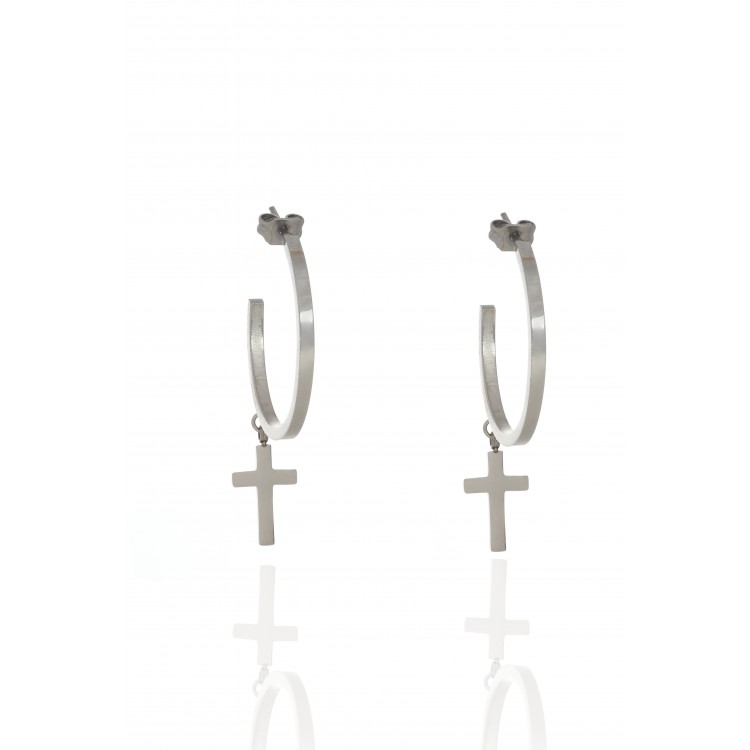 Prosperk Náušnice ocelové s křížky S2966