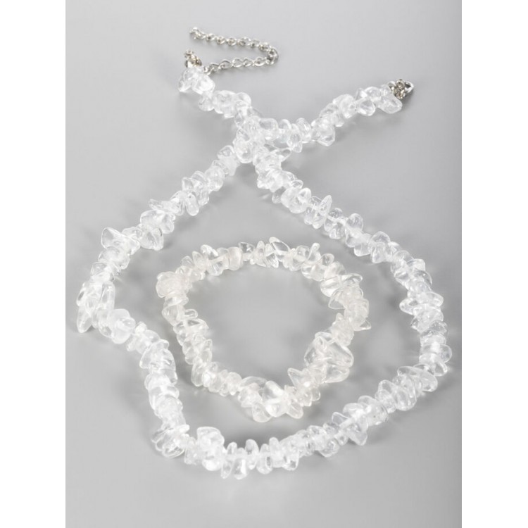 Prosperk Sada sekaných náhrdelníku a náramku z broušeného křišťálu bílá S3022