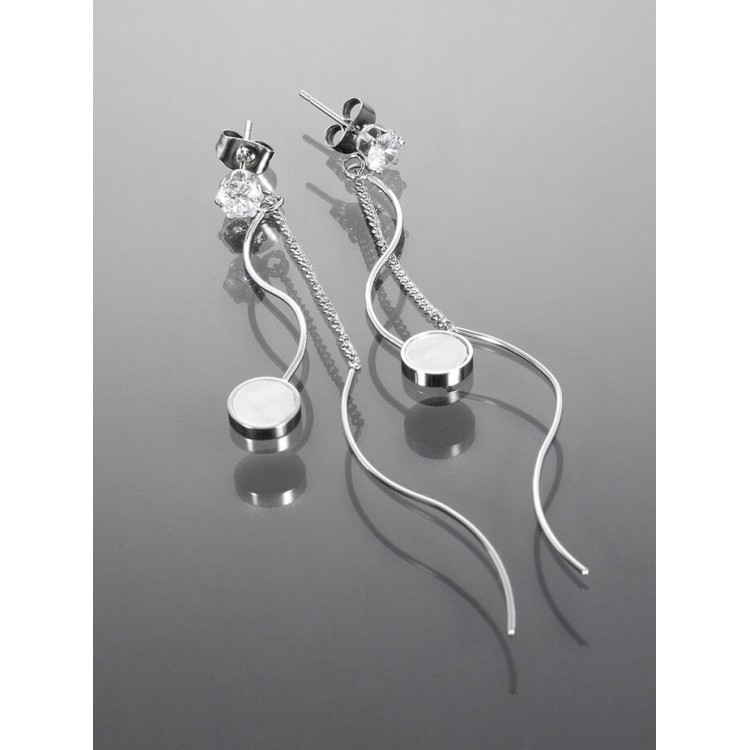 Prosperk Visací náušnice s řetízky z chirurgické oceli stříbrná S3026