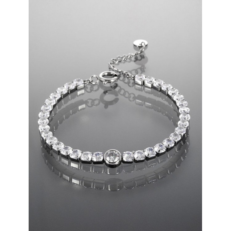 Prosperk Náramek z chirurgické oceli s krystalky ve stříbrné barvě S3081