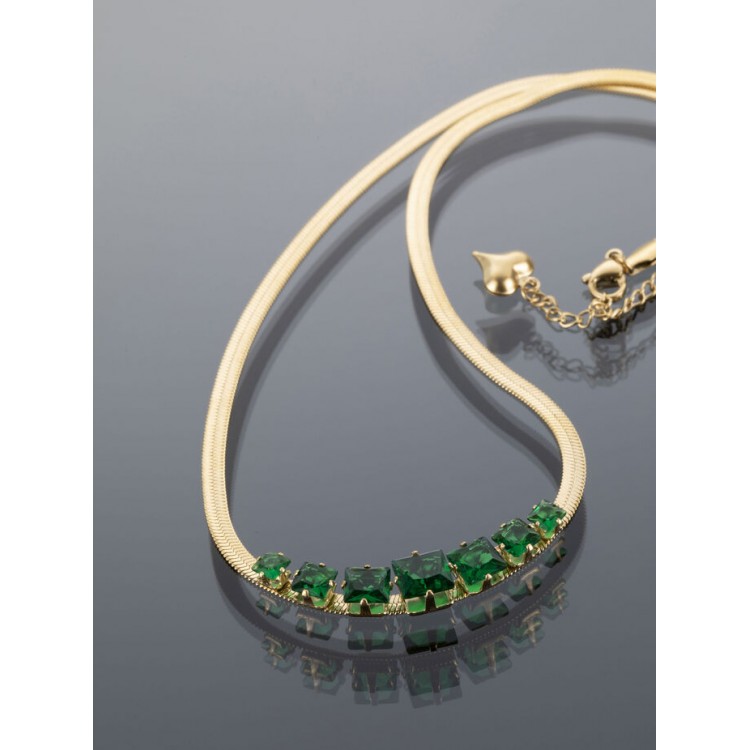 Prosperk Řetízek ocelový zlatý s kameny S3090