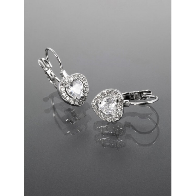 Prosperk Náušnice z oceli čirá srdíčka S3124