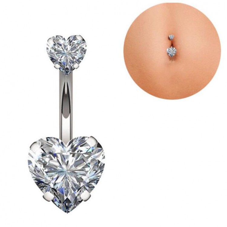 Prosperk Piercing do pupíku zirkon srdce S3178